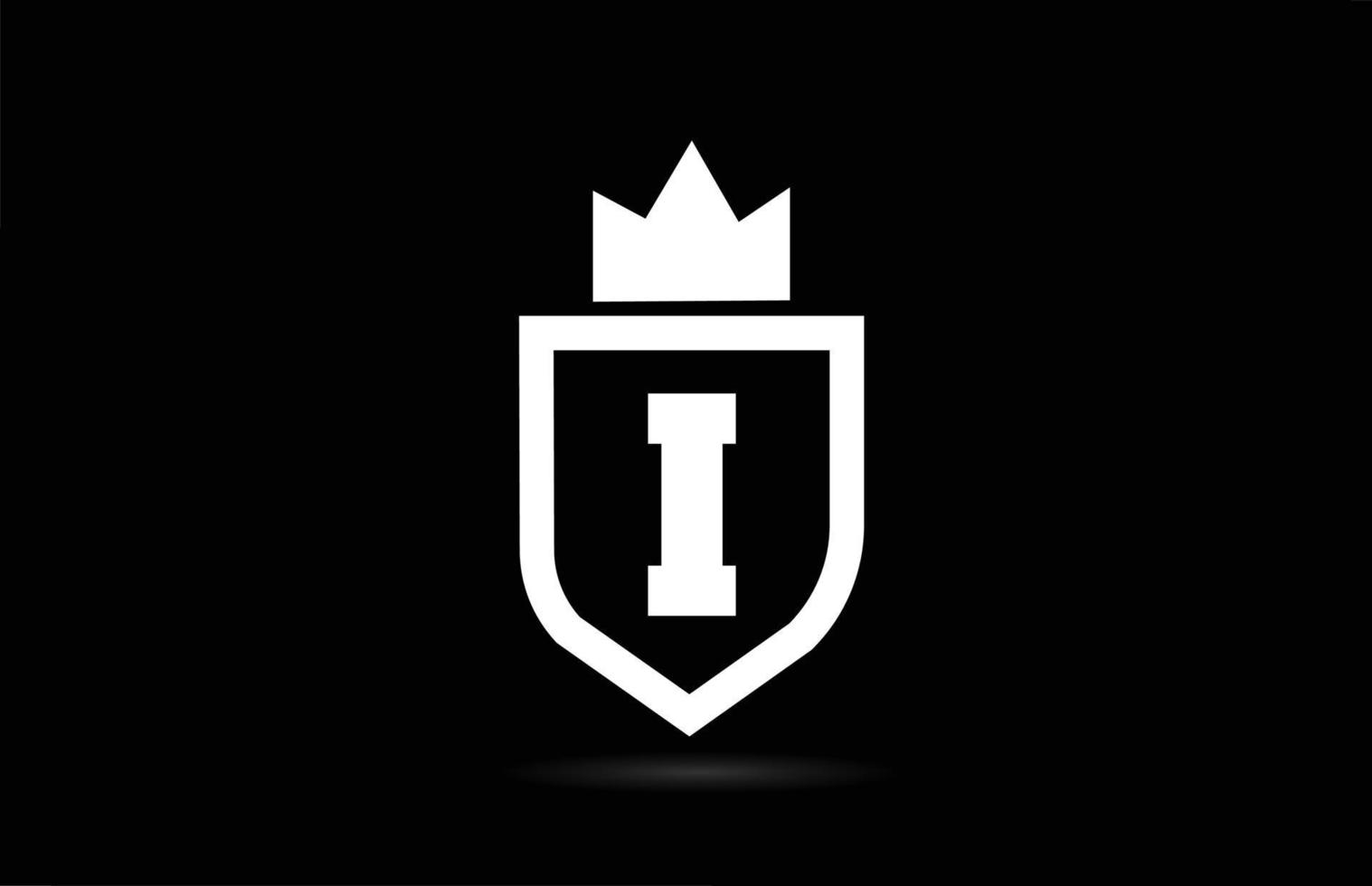 i icône du logo de la lettre de l'alphabet avec la conception de la couronne du roi. modèle créatif pour entreprise et entreprise dans des couleurs blanches et noires vecteur