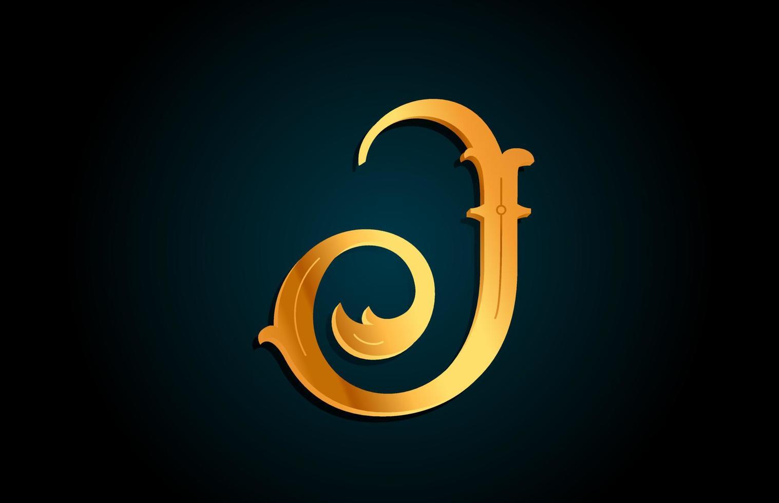 icône de conception de logo lettre alphabet j doré. modèle créatif pour entreprise ou entreprise de couleur jaune vecteur
