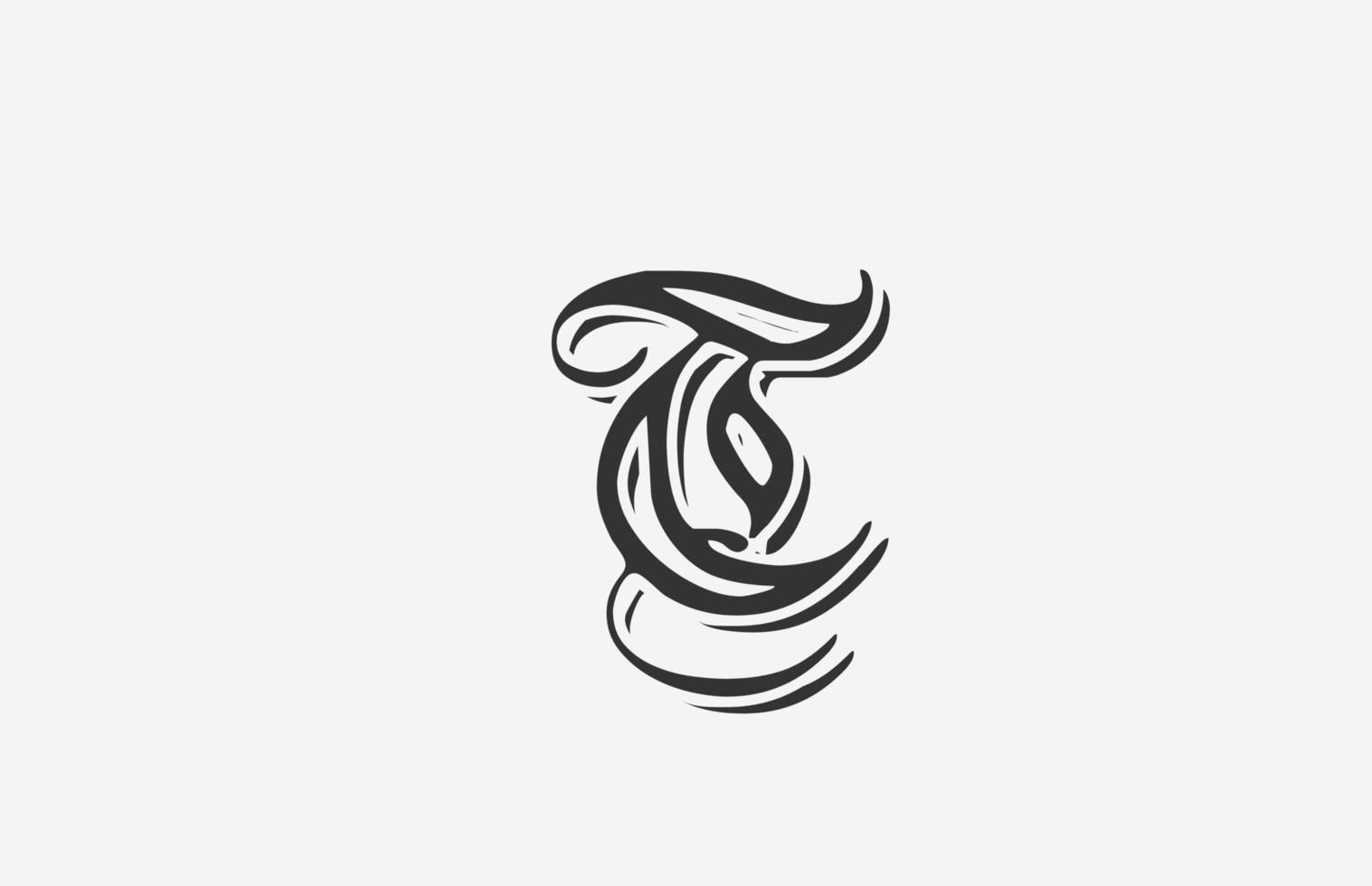 icône de conception de logo de lettre alphabet t vintage. modèle créatif pour entreprise ou entreprise en noir et blanc vecteur