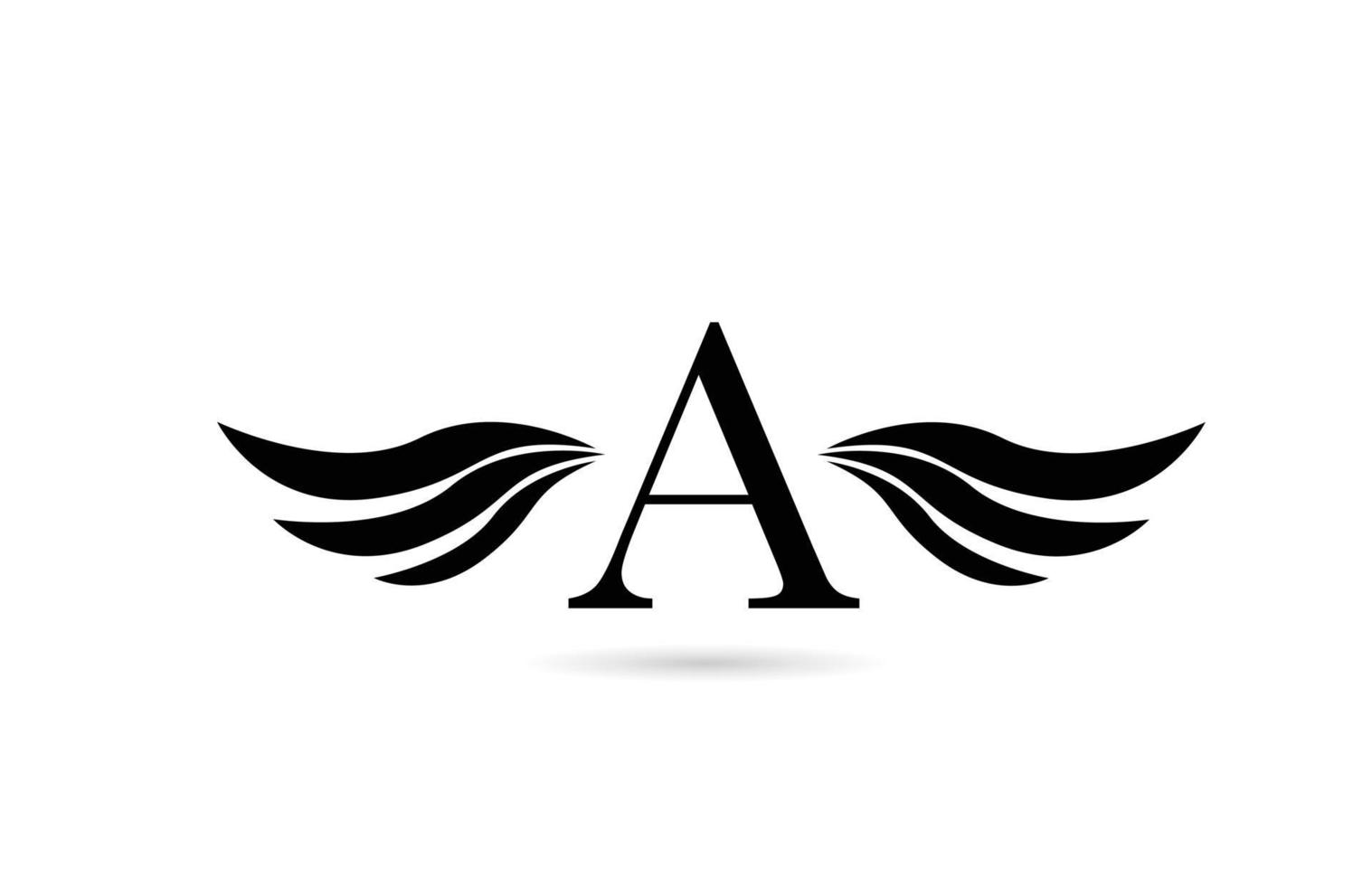 une création d'icône de logo lettre alphabet avec des ailes. modèle créatif pour entreprise et entreprise en blanc et noir vecteur