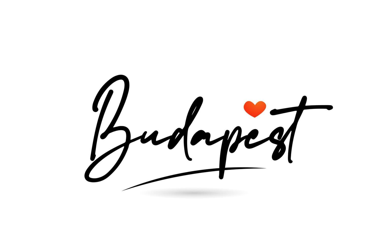 texte de la ville de budapest avec un design de coeur d'amour rouge. icône de conception manuscrite de typographie vecteur