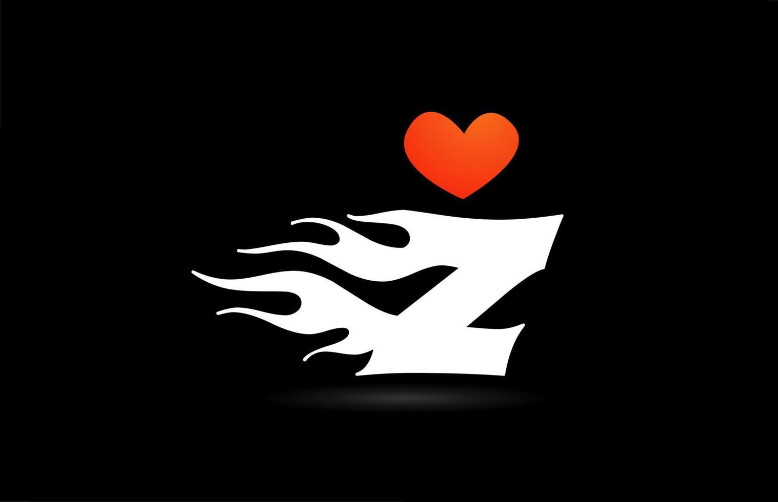 création de logo icône lettre z alphabet. modèle créatif pour les entreprises avec des flammes de coeur d'amour vecteur