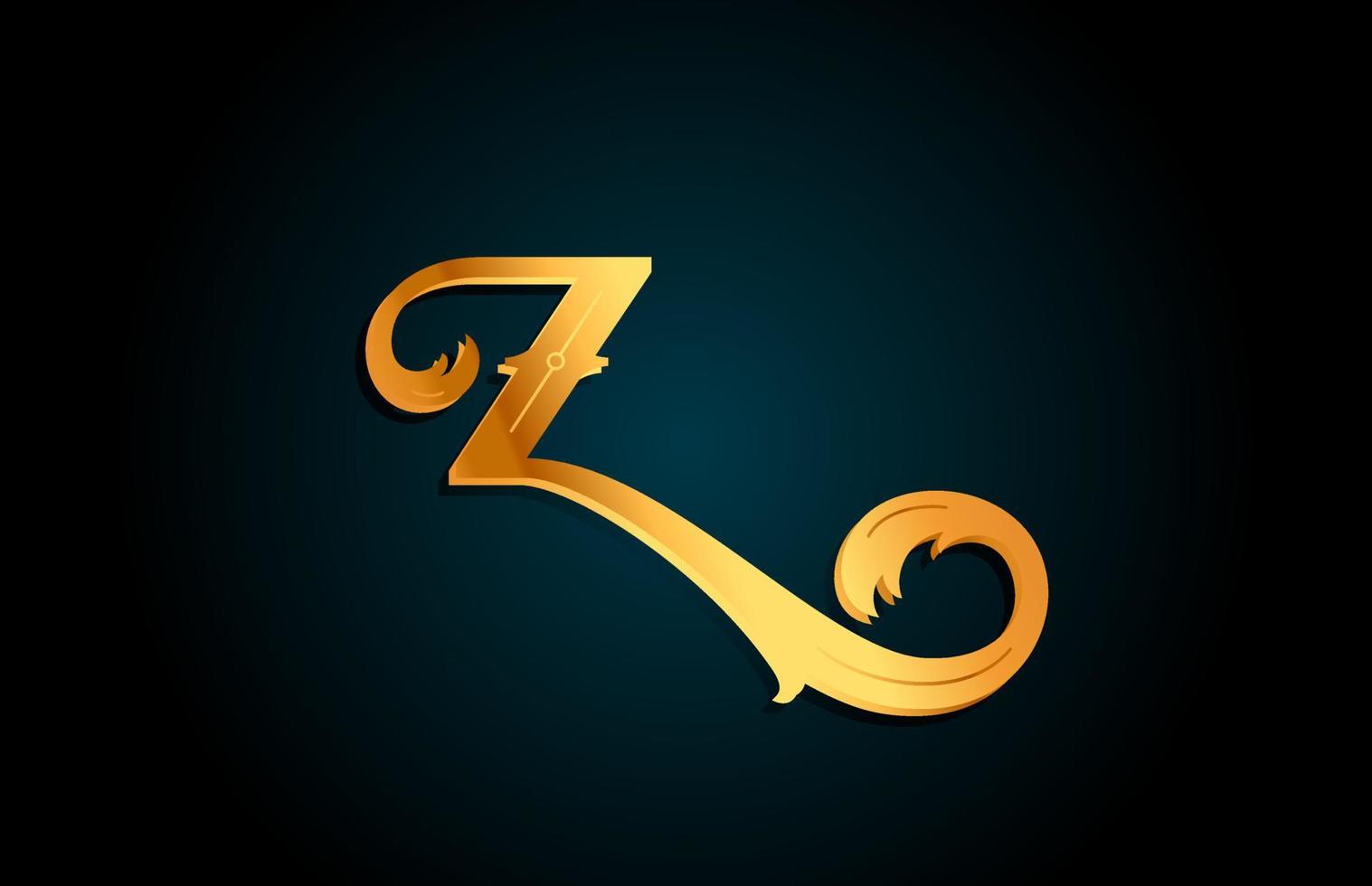 icône de conception de logo de lettre alphabet z doré. modèle créatif pour entreprise ou entreprise de couleur jaune vecteur