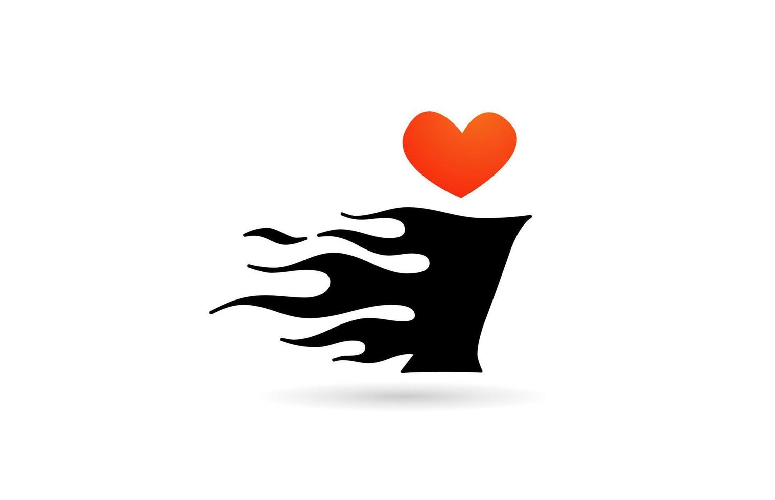 i icône de conception de logo lettre alphabet. modèle créatif pour les entreprises avec des flammes de coeur d'amour vecteur