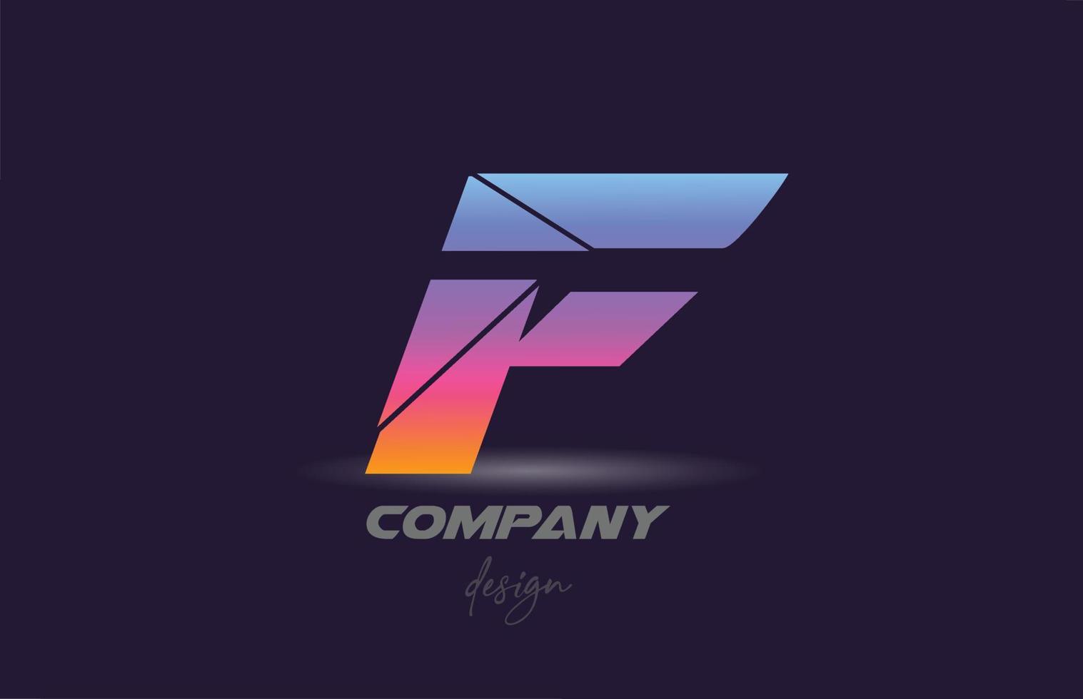 logo d'icône de lettre de l'alphabet f avec un style en tranches et un design coloré. modèle créatif pour entreprise et entreprise vecteur