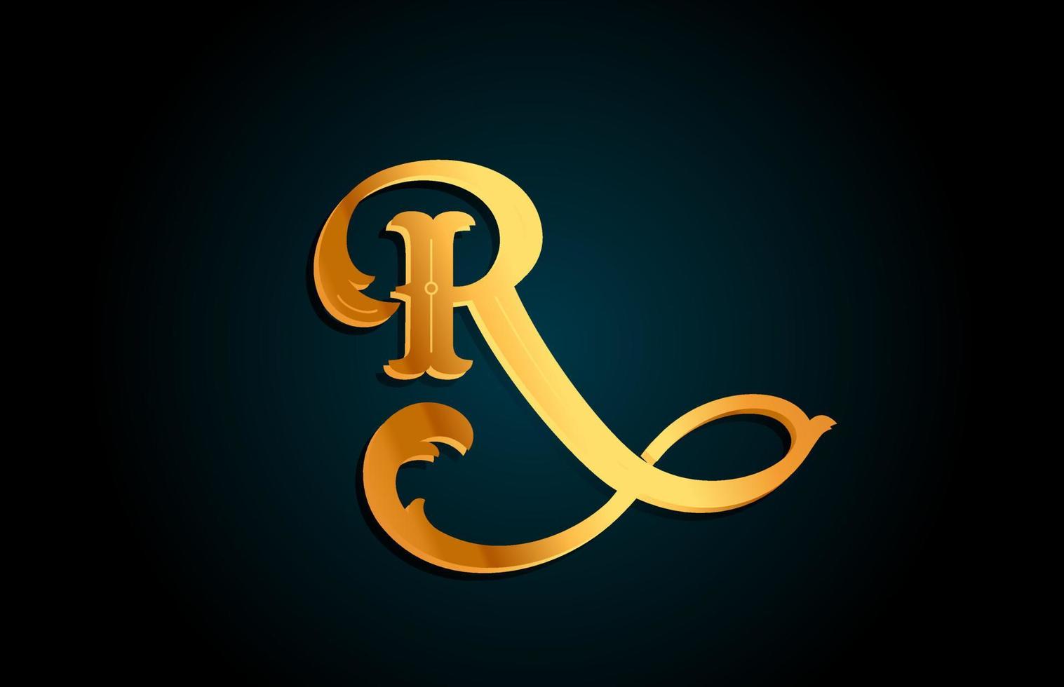 icône de conception de logo de lettre alphabet r doré. modèle créatif pour entreprise ou entreprise de couleur jaune vecteur