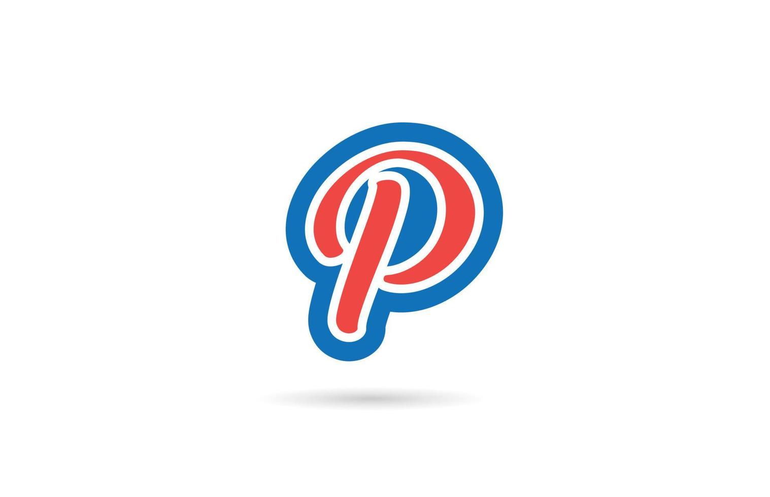 icône de conception de logo de lettre alphabet p manuscrite rouge bleu. modèle créatif pour les entreprises et les entreprises vecteur