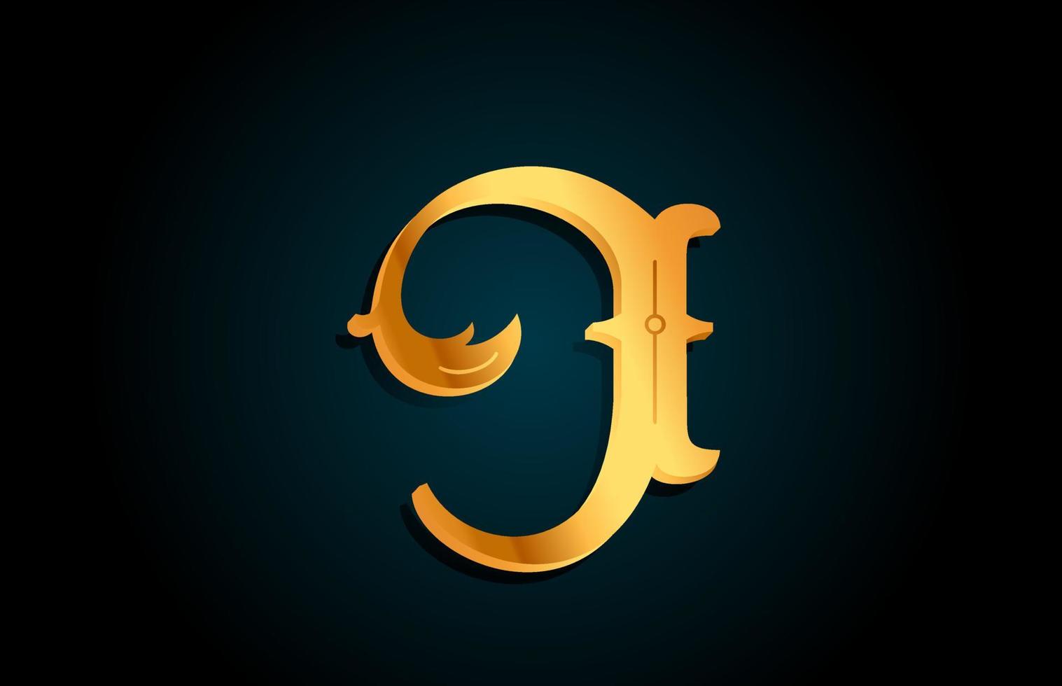 icône de conception de logo de lettre alphabet i doré. modèle créatif pour entreprise ou entreprise de couleur jaune vecteur