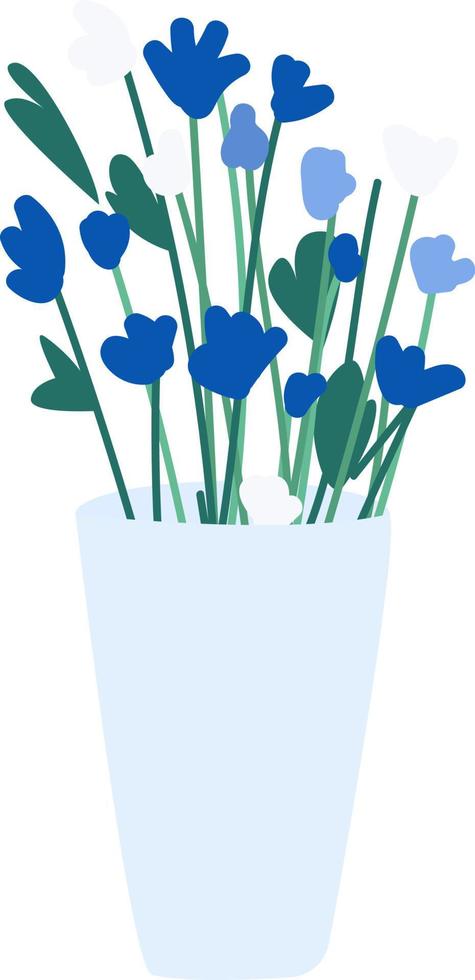 bouquet de fleurs dans un vase objet vectoriel de couleur semi-plat