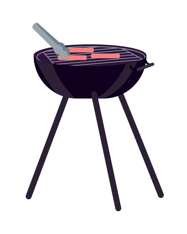 barbecue objet vectoriel de couleur semi-plat