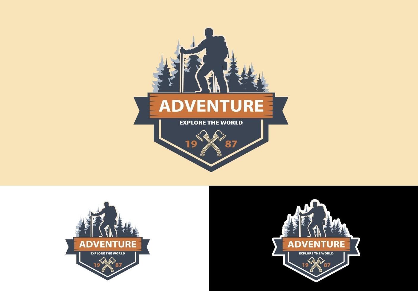 concept de logo d'aventure vintage vecteur