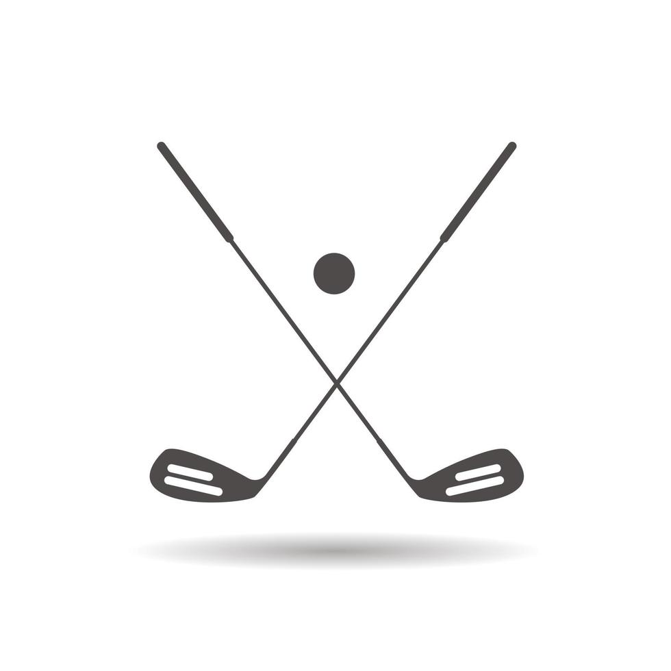 icône de balle et clubs de golf. symbole de silhouette d'ombre portée. équipement de golf. espace négatif. illustration vectorielle isolée vecteur