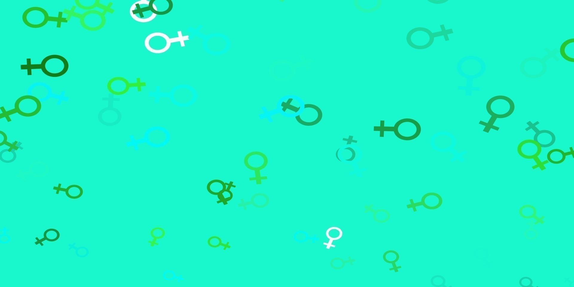 motif vectoriel vert clair avec des éléments de féminisme.