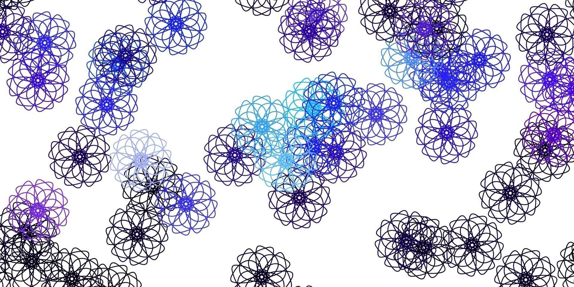 fond de doodle vecteur rose clair, bleu avec des fleurs.