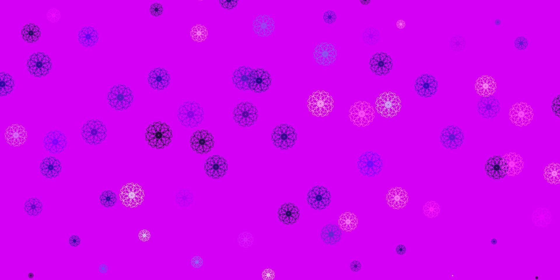 texture de doodle vecteur rose clair avec des fleurs.