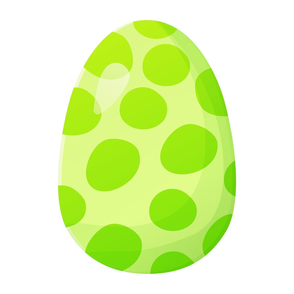 mignon oeuf de pâques réaliste peint avec un motif à pois vert fait à la main. peut être utilisé comme élément de chasse de pâques pour les bannières web, les affiches et les pages web vecteur