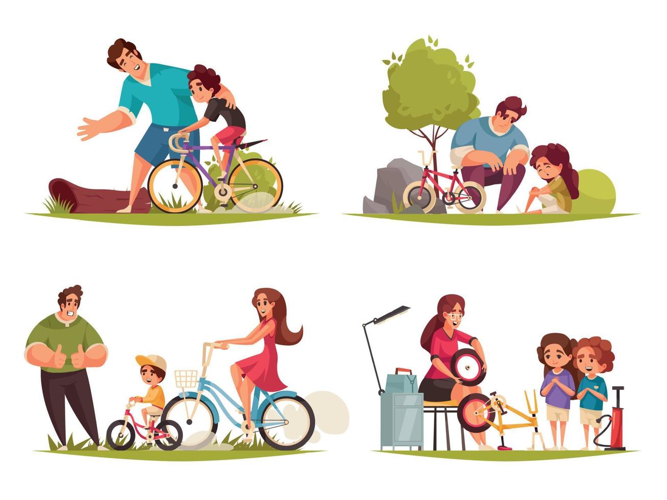 vélo famille ensemble vecteur