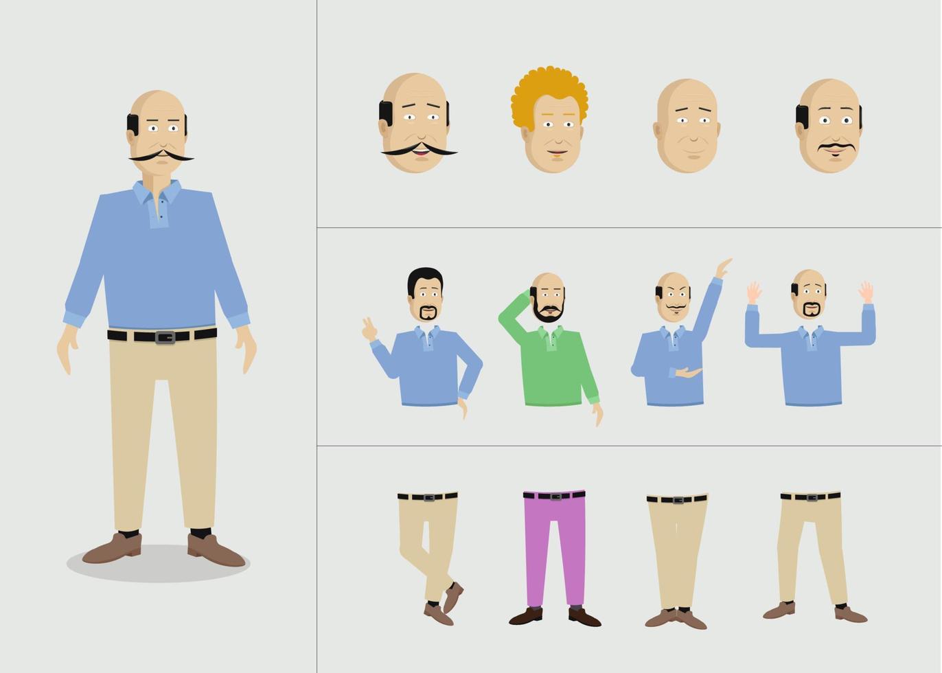 caractère différentes poses et émotions vecteur