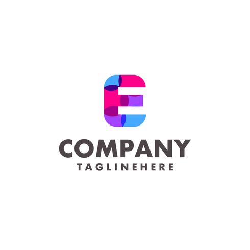 création de logo abstrait coloré lettre E pour entreprise avec couleur néon moderne vecteur