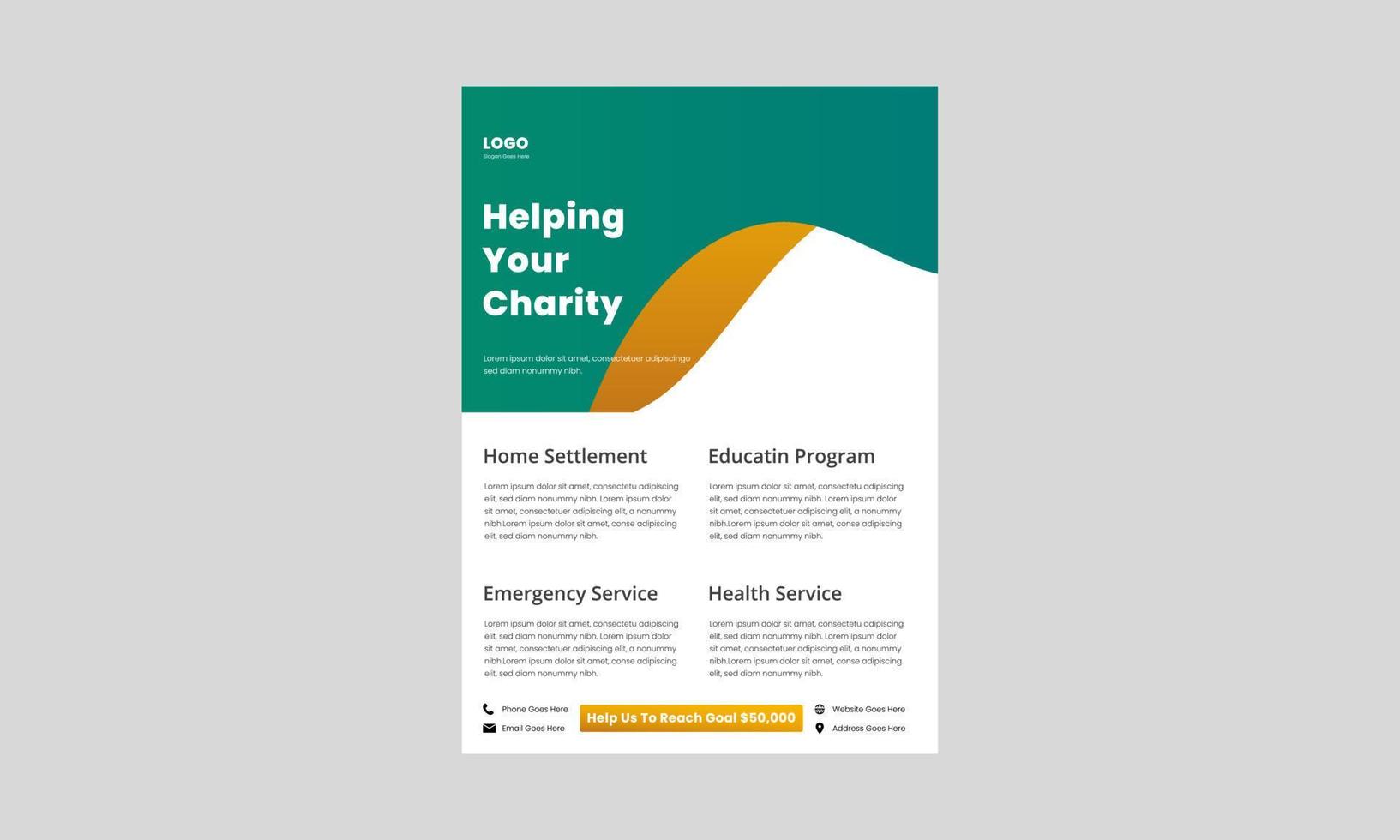 le don de charité aide le modèle de conception de flyer pauvre. conception de flyer de nuit de don de charité. aidez votre organisme de bienfaisance à développer un dépliant, une affiche, un dépliant. vecteur