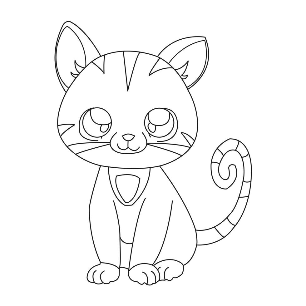 coloriage contour de chat mignon animal coloriage dessin animé illustration vectorielle vecteur