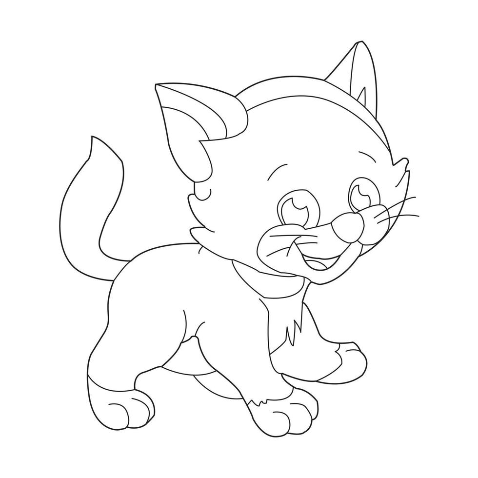 coloriage contour de chat mignon animal coloriage dessin animé illustration vectorielle vecteur