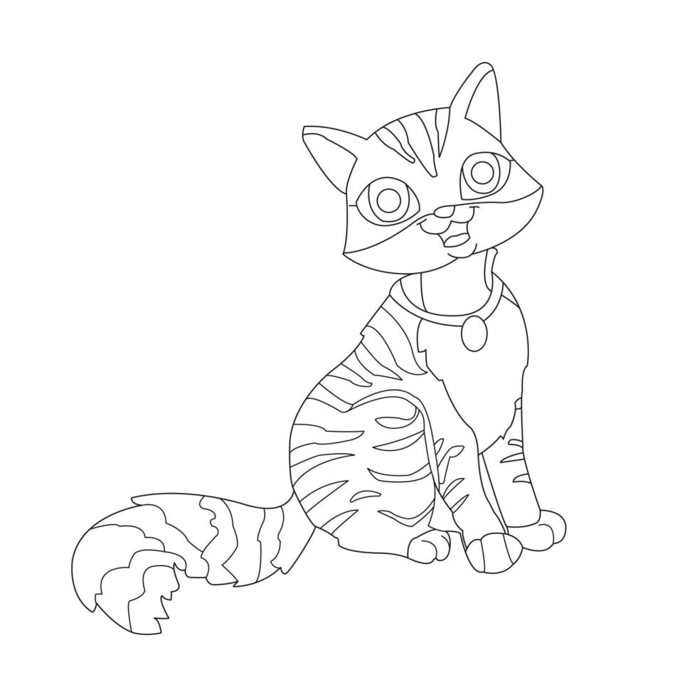 coloriage contour de chat mignon animal coloriage dessin animé illustration vectorielle vecteur