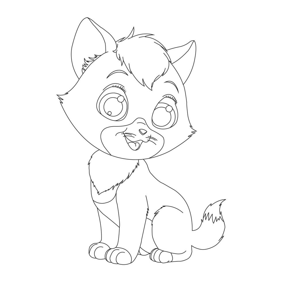 coloriage contour de chat mignon animal coloriage dessin animé illustration vectorielle vecteur