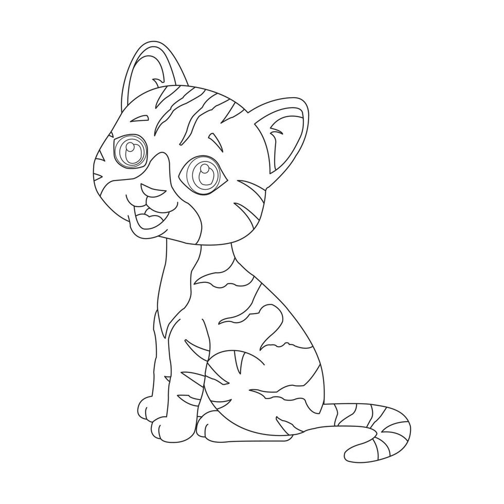 coloriage contour de chat mignon animal coloriage dessin animé illustration vectorielle vecteur