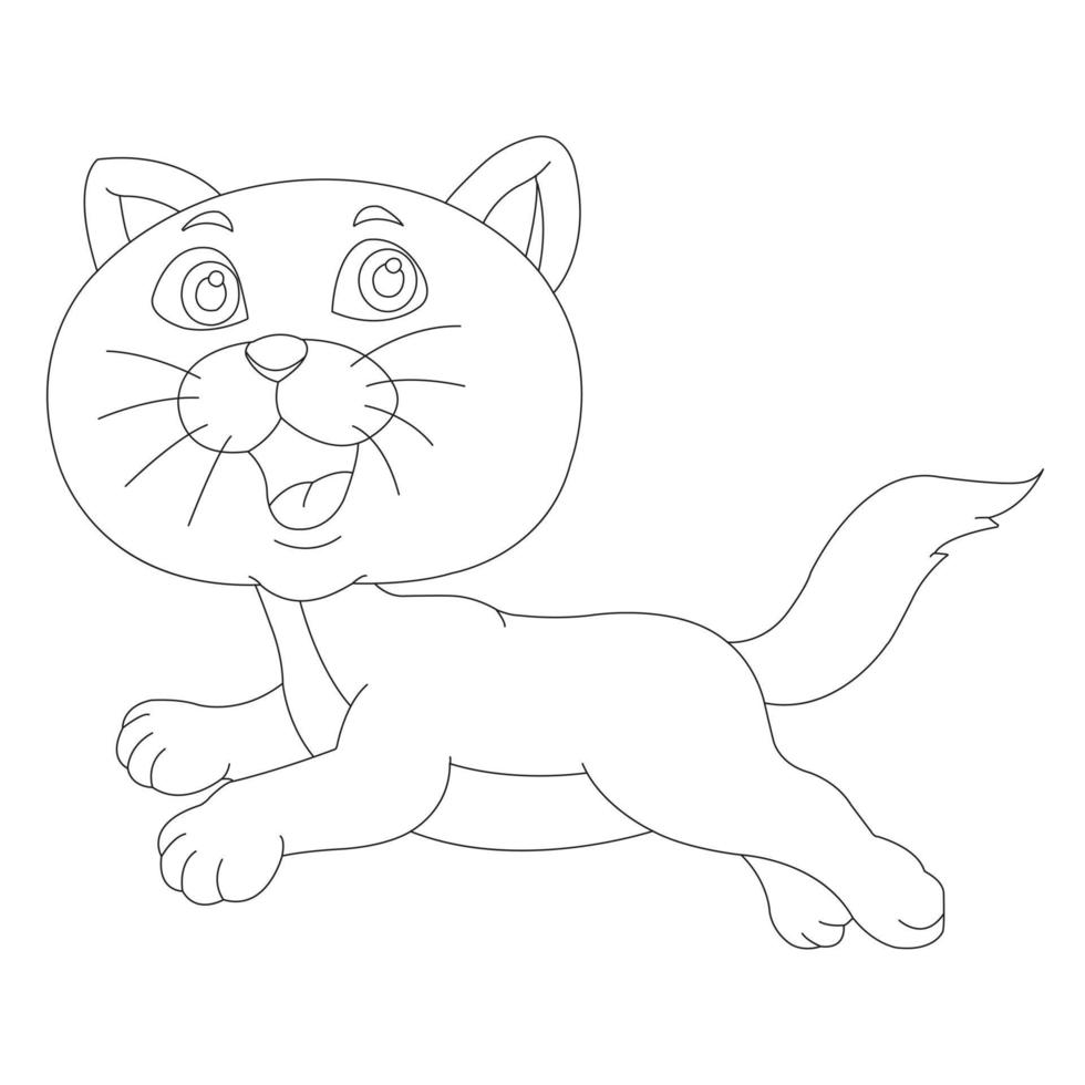 coloriage contour de chat mignon animal coloriage dessin animé illustration vectorielle vecteur