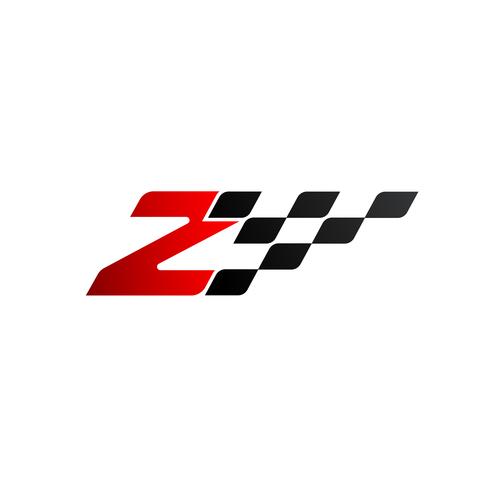 Lettre Z avec logo drapeau de course vecteur