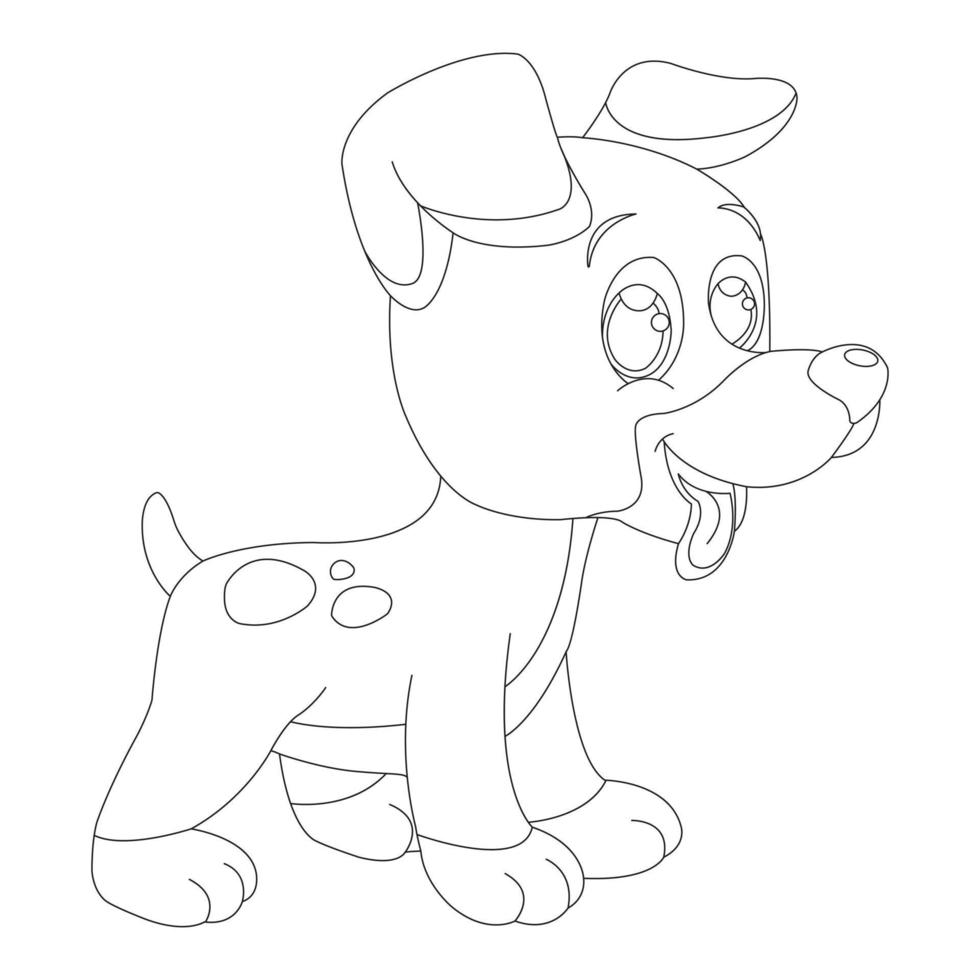 Page de coloriage de contour de chien mignon chiot pour les enfants coloriage d'animaux vecteur