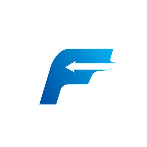 lettre F avec modèle de conception de logo flèche vecteur