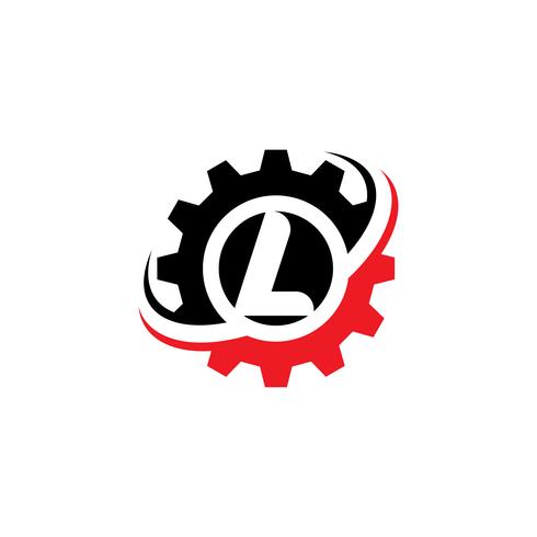 Modèle de conception de logo lettre L Gear vecteur