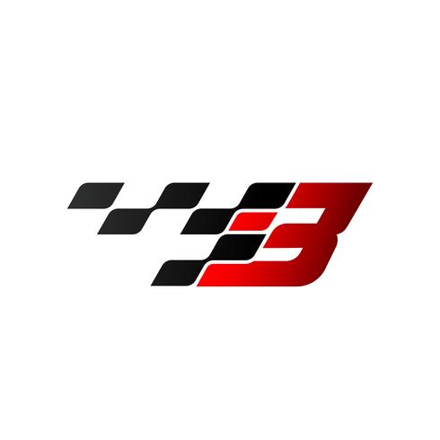 Lettre B avec logo drapeau de course vecteur