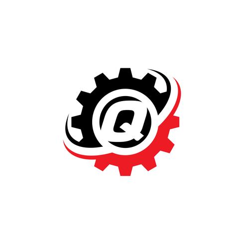 Modèle de conception de logo Lettre Q Gear vecteur