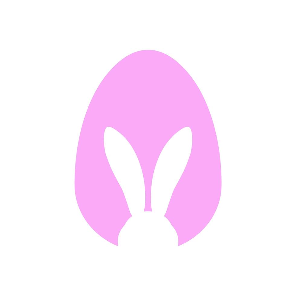 forme d'oeuf de pâques avec silhouette d'oreilles de lapin vecteur