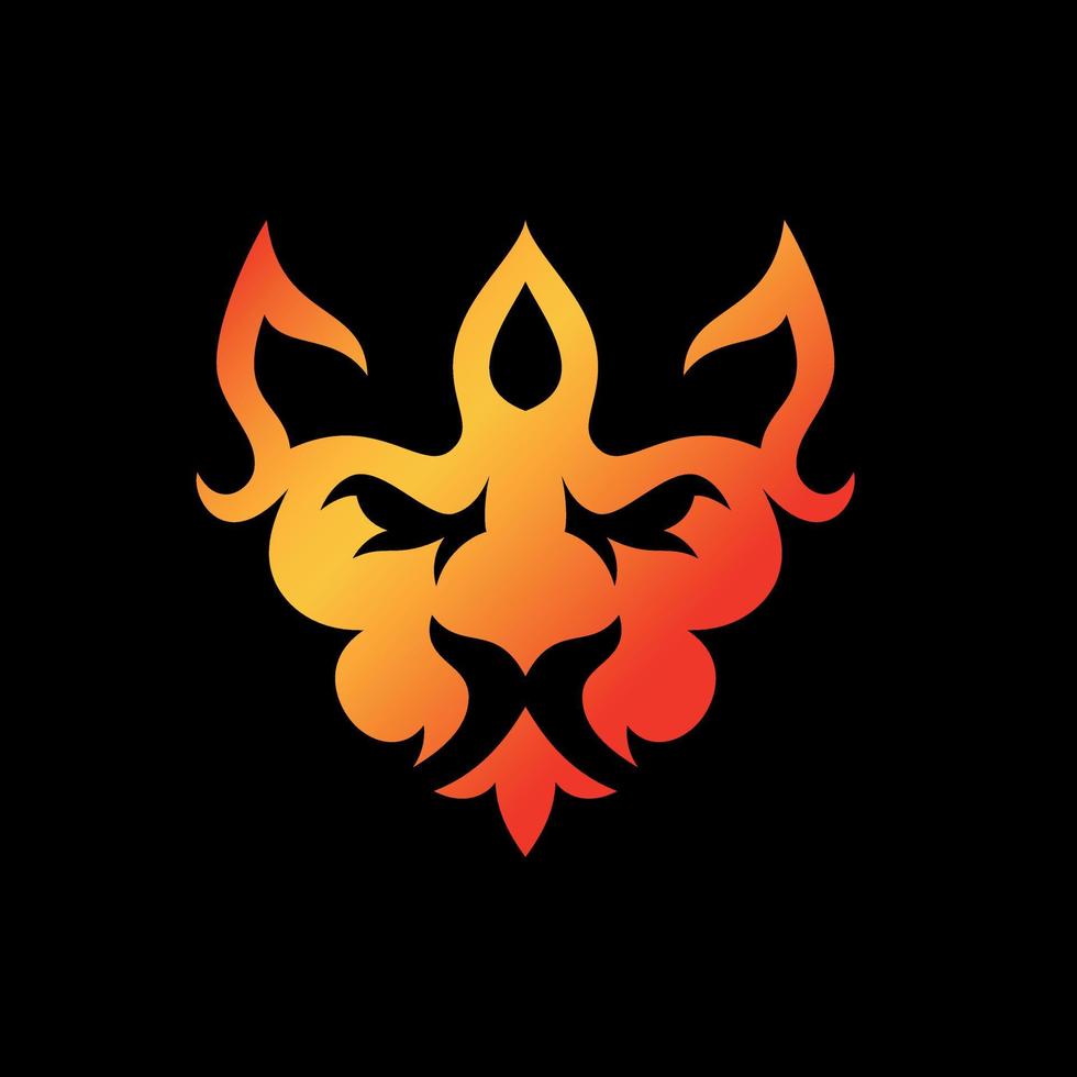 modèle de conception de logo de feu de lion vecteur