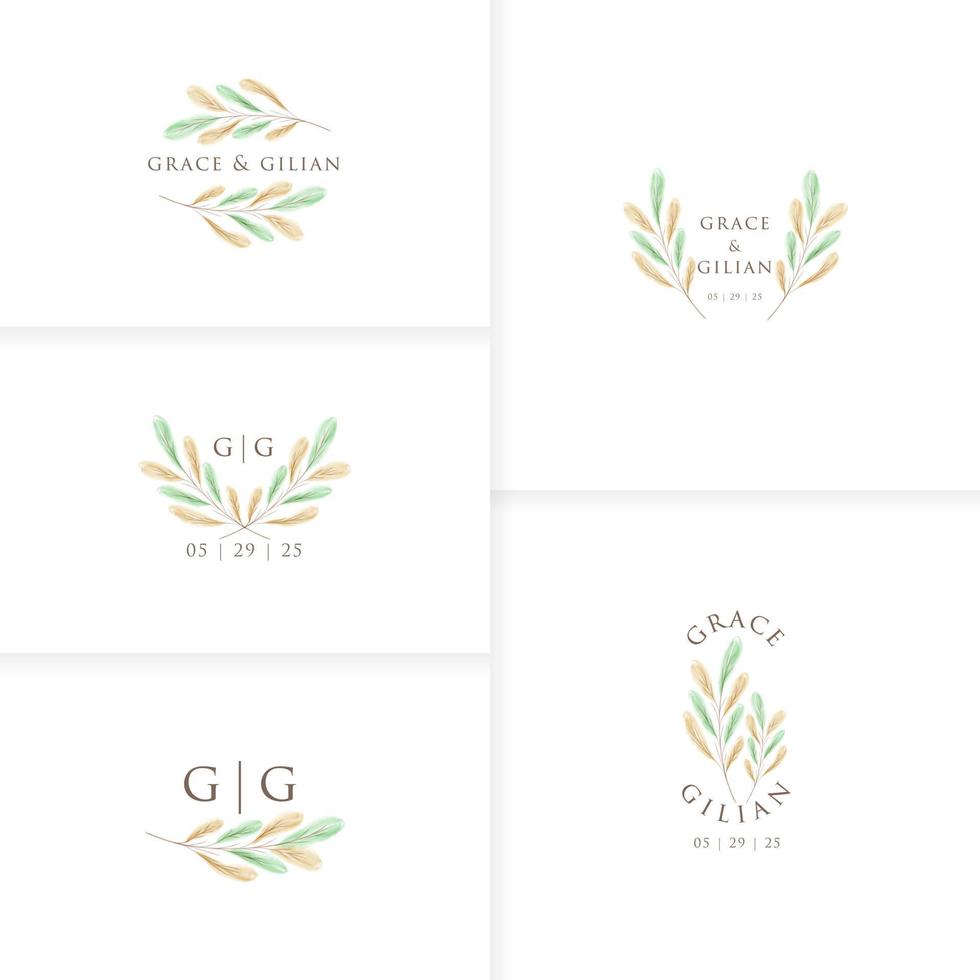 modèle de logo de mariage monogramme romantique et magnifique vecteur