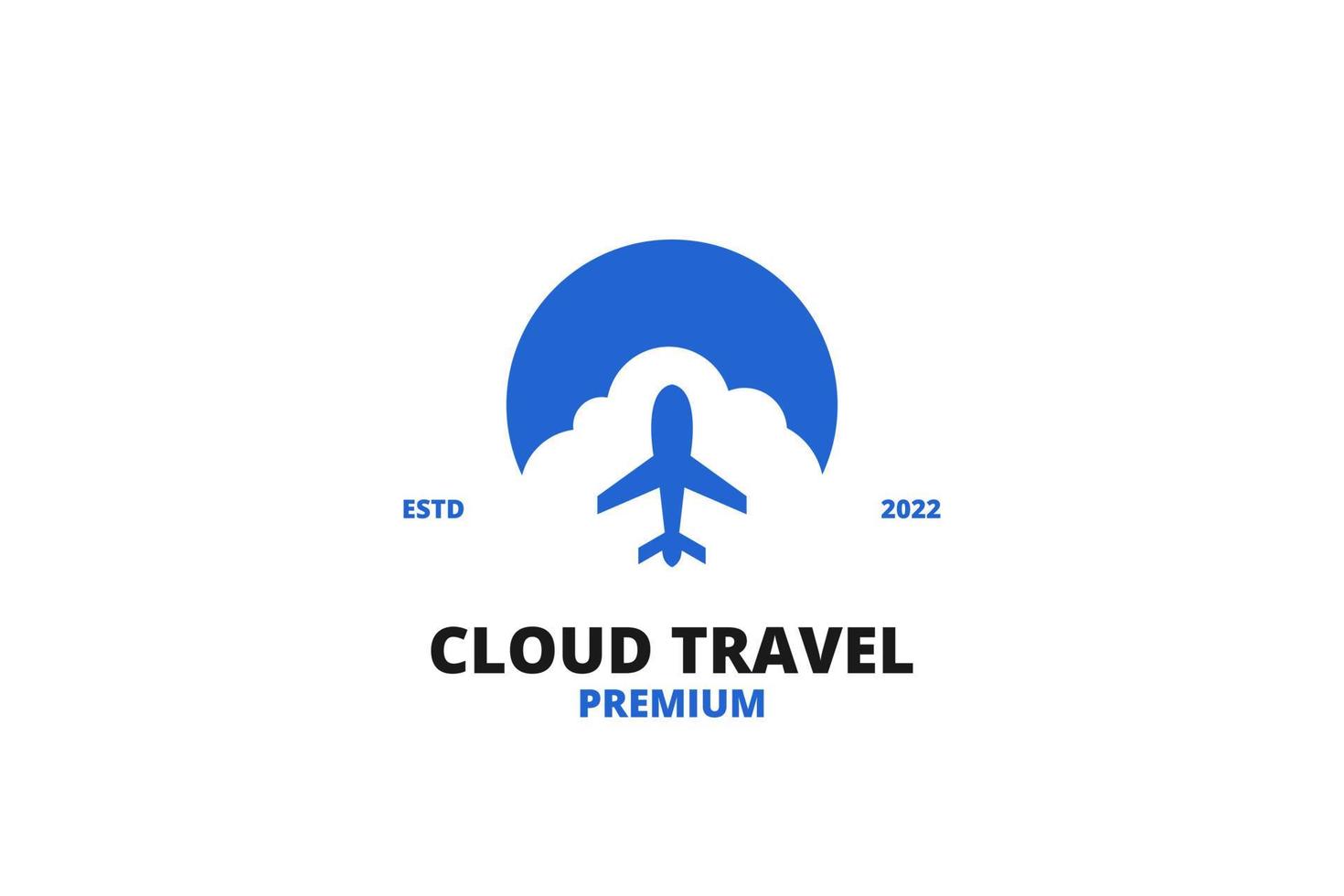 logo de voyage en nuage avec vecteur de conception d'icône d'avion