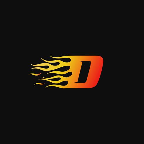 lettre D Modèle de conception de logo de flamme brûlante vecteur
