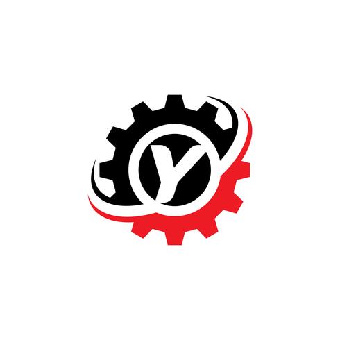 Modèle de conception de logo lettre Y engrenage vecteur