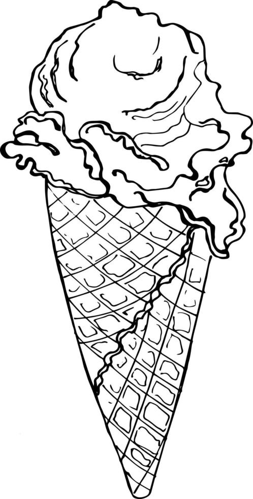 croquis cornet de crème glacée sur fond blanc. illustration vectorielle dans le style doodle vecteur