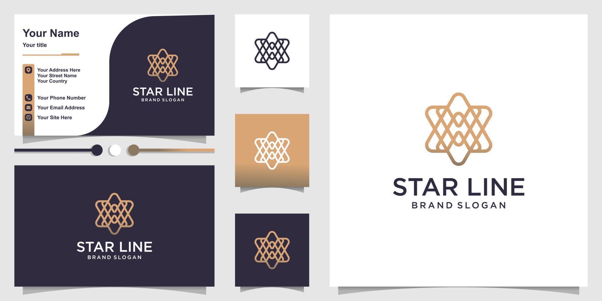logo étoile avec concept d'art en ligne cool moderne et modèle de conception de carte de visite vecteur premium