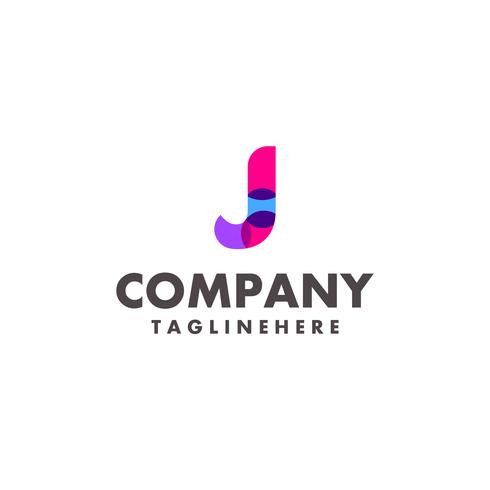création de logo abstrait lettre J coloré pour entreprise avec couleur néon moderne vecteur