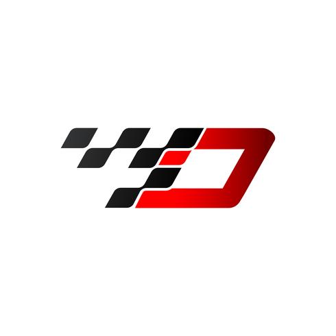 Lettre O avec logo drapeau de course vecteur