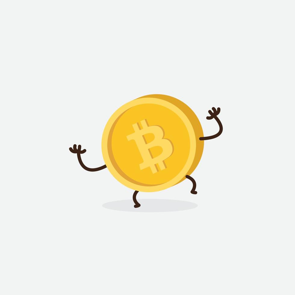 caractère bitcoin gratuit. mascotte de dessin animé bitcoin, illustration vectorielle d'une jolie mascotte de personnage bitcoin vecteur