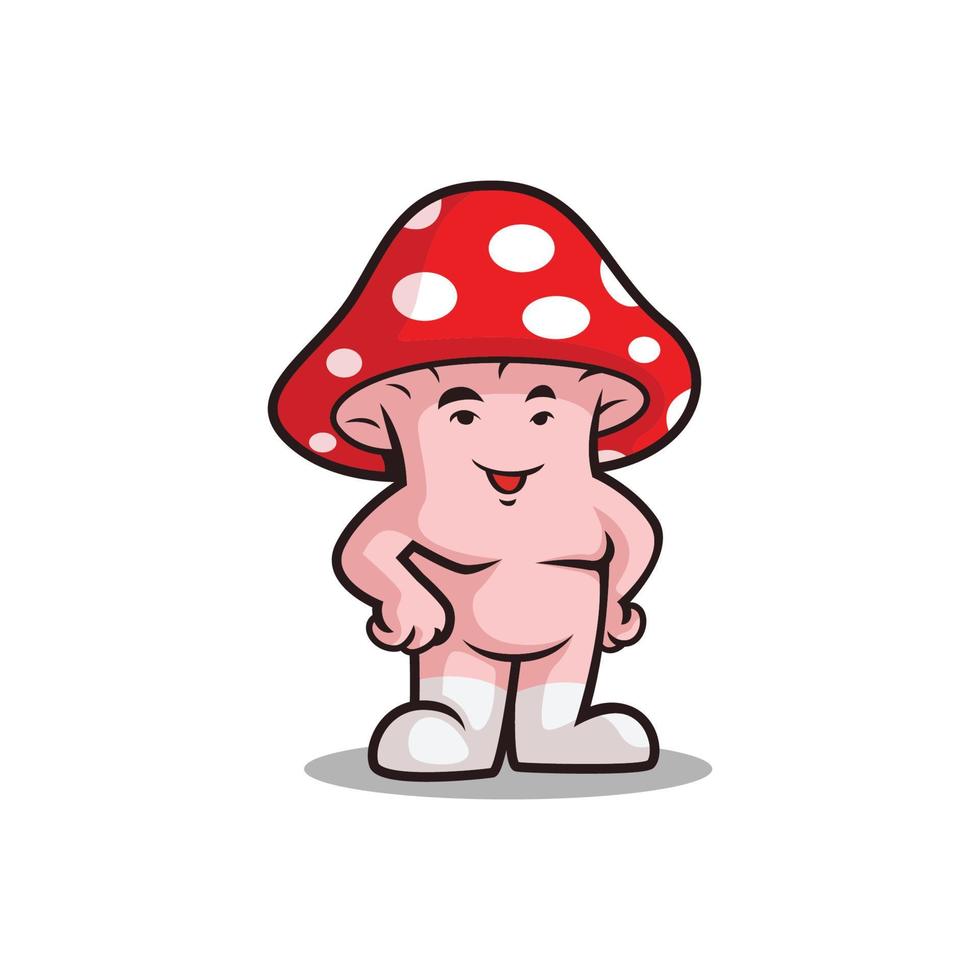 illustration de dessin animé de vecteur mignon de personnage de champignon rouge