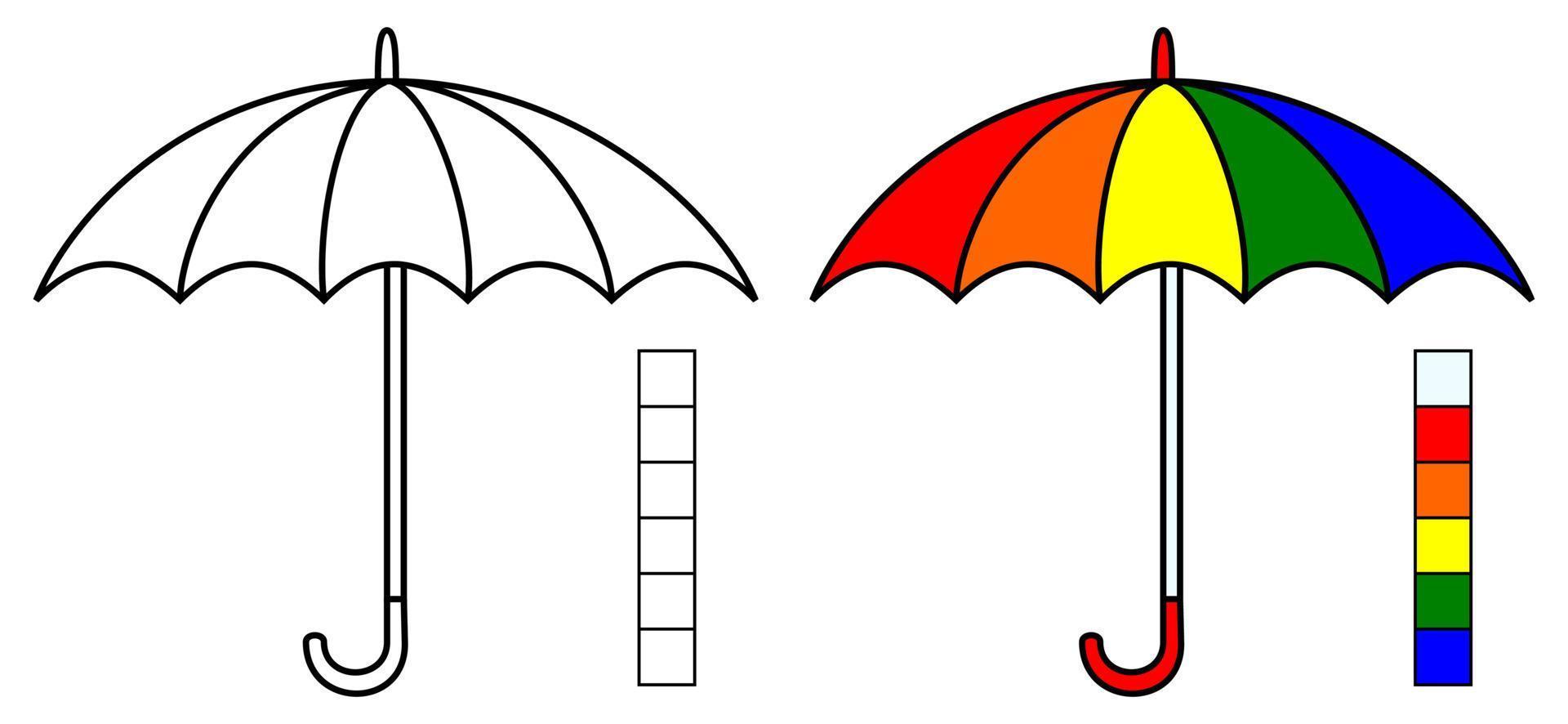 vecteur de parapluie, livre de coloriage ou page, illustration vectorielle