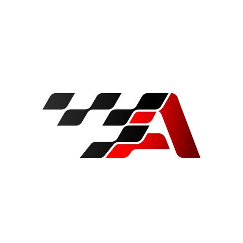 Lettre A avec logo drapeau de course vecteur